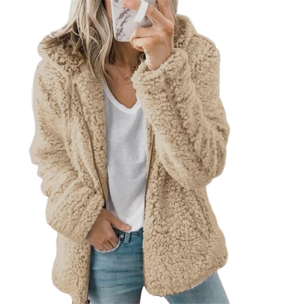 Women's Fleece Teddy Coat with Zip Pockets