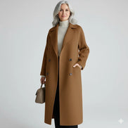 Eluned Women's Double-Breasted Notch-Lapel Longline Winter Coat