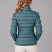 Slim Fit Lightweight Puffer Jacket with Stand Collar for Women