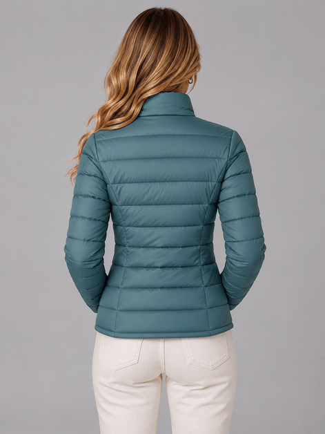Slim Fit Lightweight Puffer Jacket with Stand Collar for Women