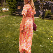 Amelia Floral Wrap Maxi Dress for Autumn Wedding Guests