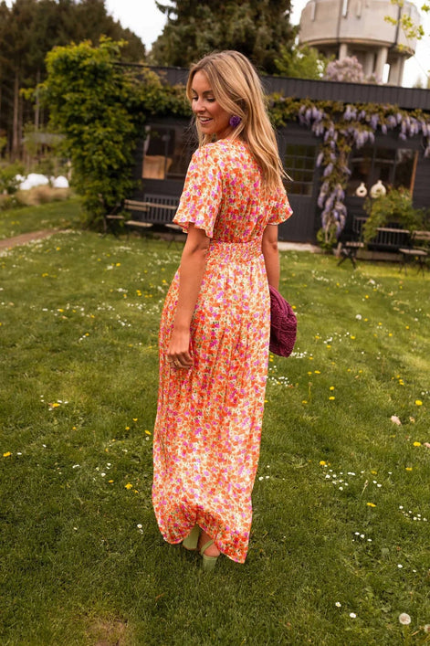 Amelia Floral Wrap Maxi Dress for Autumn Wedding Guests