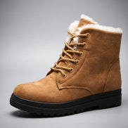Amelia Women's Faux Suede Lace-Up Ankle Boots with Faux Fur Lining
