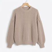 Sienna Oversized Ribbed Balloon Sleeve Cashmere Women's Knitted Jumper