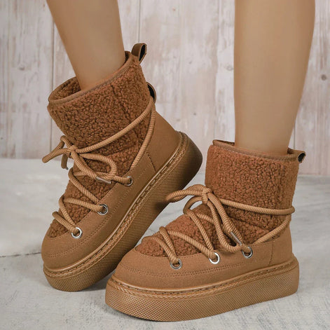 Malina | Shearling Lace Up Platform Winter Boots for Women