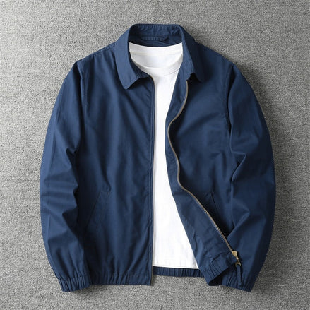 Cotton-Blend Harrington Jacket for Men with Zip Closure