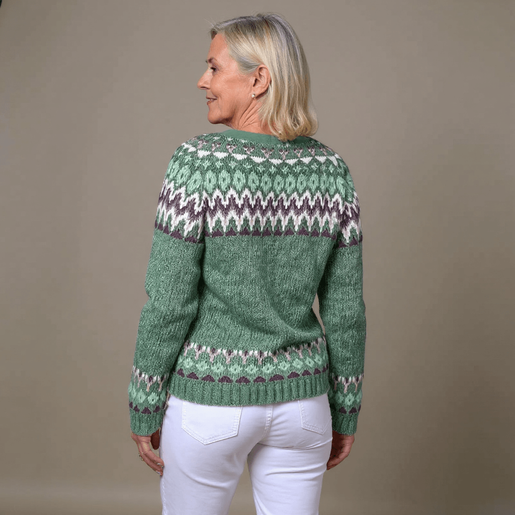 Delia Fair Isle Button-Front Knitted Cardigan for Women