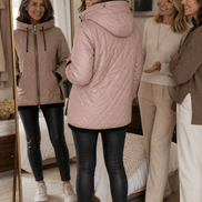 Women's Longline Hooded Quilted Puffer Jacket with Zip Front