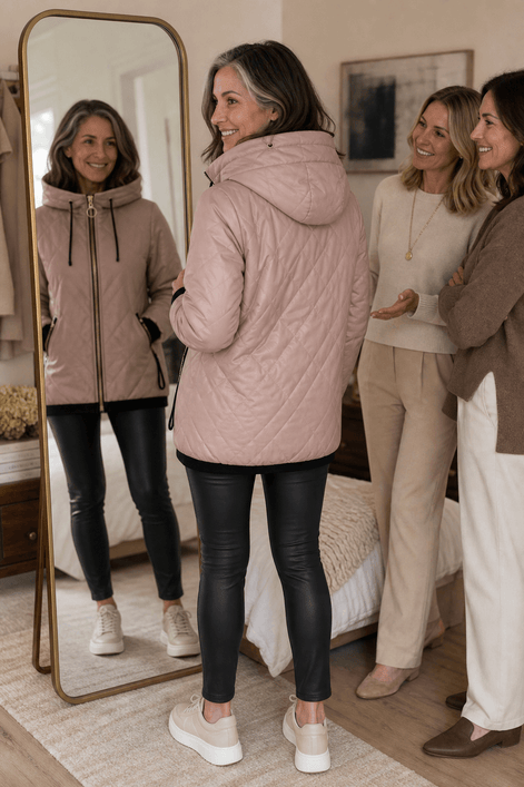 Women's Longline Hooded Quilted Puffer Jacket with Zip Front