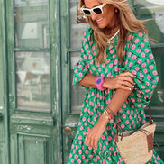 Relaxed Fit Floral Woven Maxi Dress for Christmas Parties