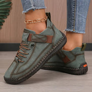 Women's Leather Lace-Up Trainers with Orthopedic Cushioning