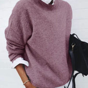 Poppy Crew Neck Knit Sweater with Relaxed Fit for Women