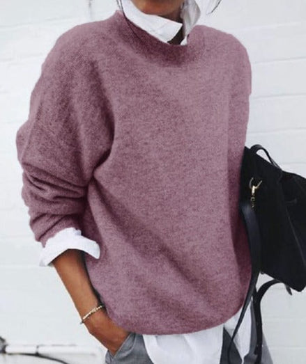 Poppy Crew Neck Knit Sweater with Relaxed Fit for Women