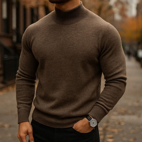 Alfie Mock Neck Mens Knit Sweater with Relaxed Fit