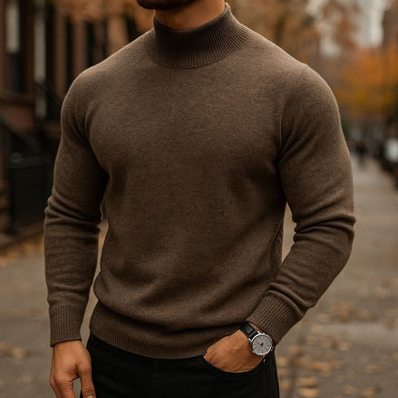 Alfie Mock Neck Mens Knit Sweater with Relaxed Fit