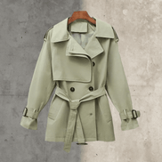 Belted Double-Breasted Women's Trench Coat in Water-Repellent Cotton Blend