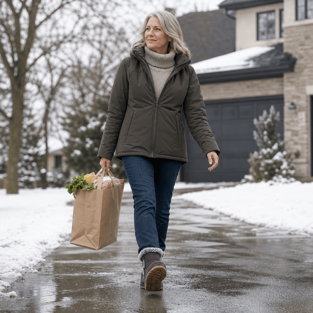 Faux Fur-Lined Waterproof Slip-On Ankle Boots for Women in Winter