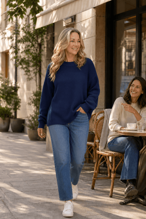Women's Ribbed Dropped-Shoulder Oversized Knitted Jumper
