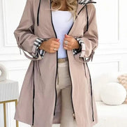 Ainsley Women's Hooded Zip-Up Longline Winter Coat with Check Lining