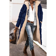 Women's Long Polyester Coat with Teddy Fleece Lining and Hood