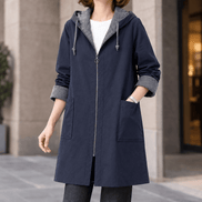 Bella-Elise Women's Mid-Length Hooded Winter Coat with Drawstring Hood and Patch Pockets