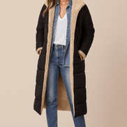 Sasha Faux Shearling-Lined Longline Winter Coat for Women