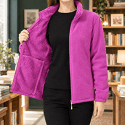 Meredith-Hope Zip-Up Fleece Jacket with Stand Collar