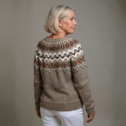 Adeline Women's Fair Isle Yoke Knitted Cardigan with Wooden Buttons