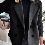 Sorelle Double-Breasted Women's Tailored Blazer with Knit Sleeves
