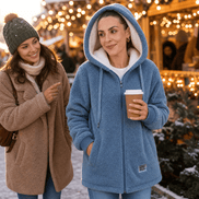 Odile Women's Hooded Fleece Teddy Coat with Zip Front
