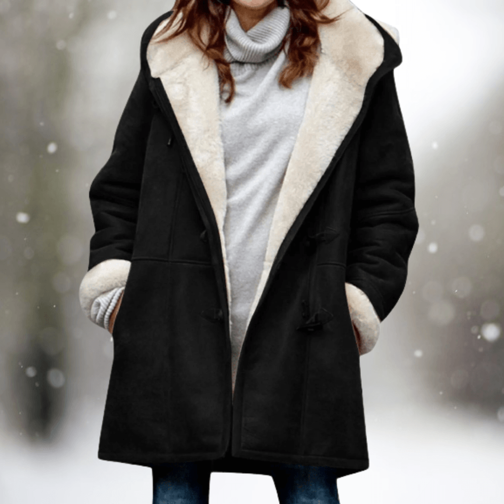 Fiona Women's Shearling-Lined Hooded Faux Suede Winter Coat