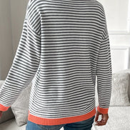 Diane Striped Knitted Jumper with Contrast Trim for Women