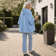 Women's Oversized Half-Sleeve Hooded Sweatshirt with Drawstring