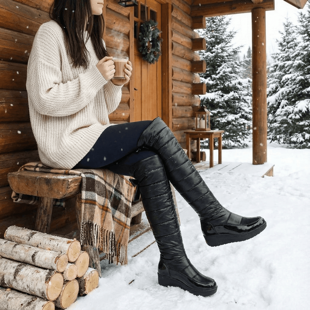 Women's Fleece-Lined Over-the-Knee Boots with Wedge Sole
