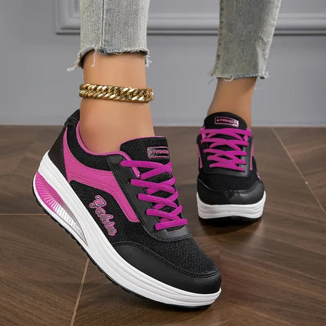 Jarrah Women's Cushioned Platform Sneakers with Lace-Up Faux Leather Upper