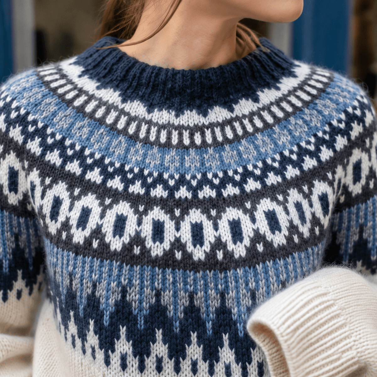 Women's Fair Isle Patterned Knitted Jumper with Ribbed Cuffs