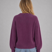 Chunky Ribbed Knit Button-Front V-Neck Women's Cardigan Jumper