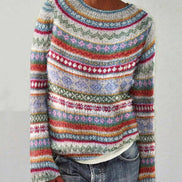 Women's Fair Isle Pattern Knitted Christmas Jumper with Crew Neck