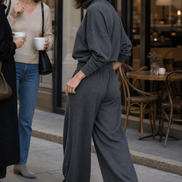 Women's Turtleneck Knitted Jumper and Wide-Leg Trousers Lounge Set