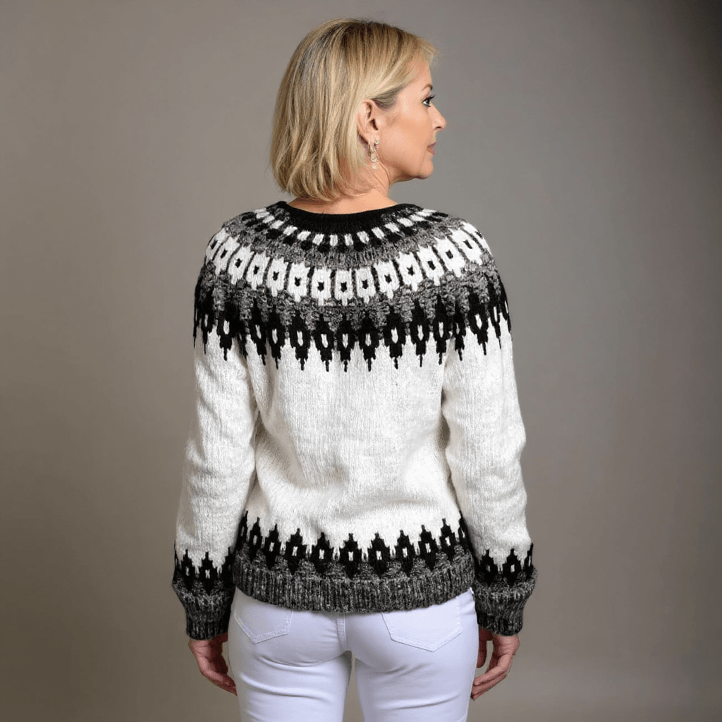 Ava Women's Fair Isle Knitted Cardigan with Button Front