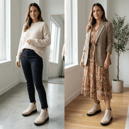 Women's Suede Chelsea Ankle Winter Boots with Chunky Heel