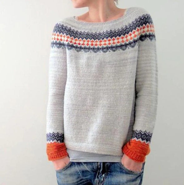Maude Forest Print Women's Knitted Christmas Jumper with Crew Neck