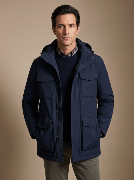 Bartholomew Hooded Multi-Pocket Padded Military Jacket for Men in Winter Parka Style
