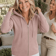 Women's Ribbed Zip-Up Hooded Cardigan with Drawstring Hood