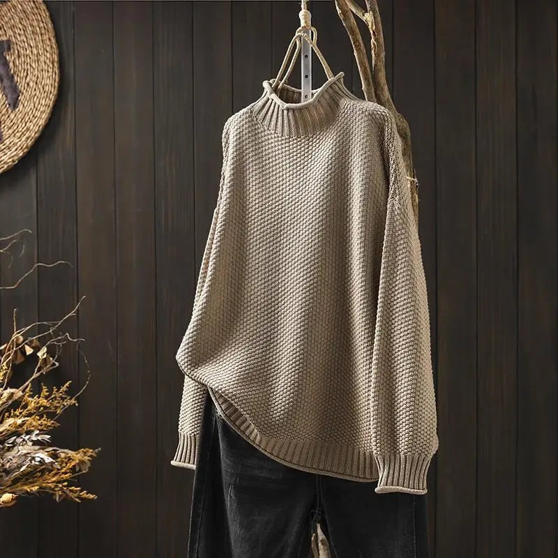 Filipa Mock-Neck Ribbed Oversized Women's Knitted Jumper