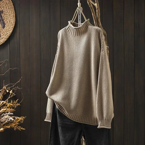 Filipa Mock-Neck Ribbed Oversized Women's Knitted Jumper