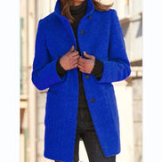 Drune Collared Wool Blend Winter Coat with Button Front for Women