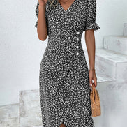 Floral Wrap Midi Dress for Wedding Guest and Christmas Party Wear