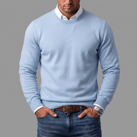 Men's Merino Wool Blend Crewneck Knit Jumper