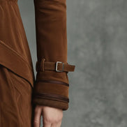 Uilkje Double-Breasted Suede Longline Winter Coat for Women